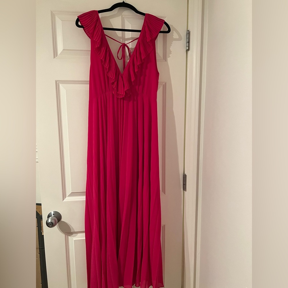 ZARA Pink Pleated Long Maxi Dress